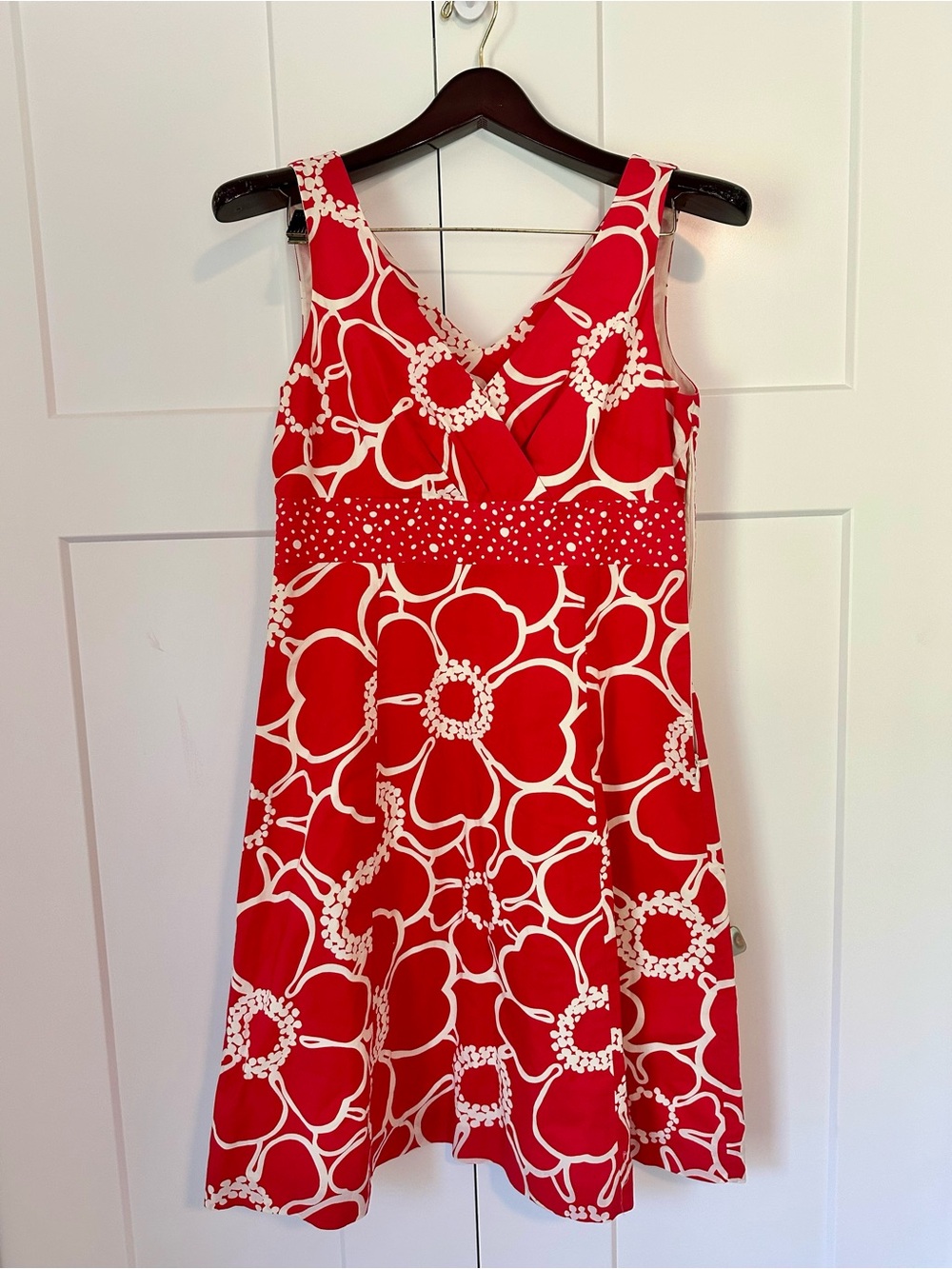 Boden‎ Hot Pink and White Floral V‑Neck Fit & Flare Dress